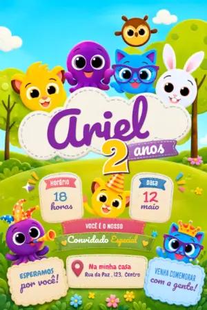 Convite Animado de Aniversário Bolofofos para Editar