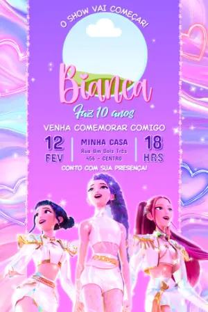 Convite Aniversário Guerreiras do Kpop com Foto para Editar