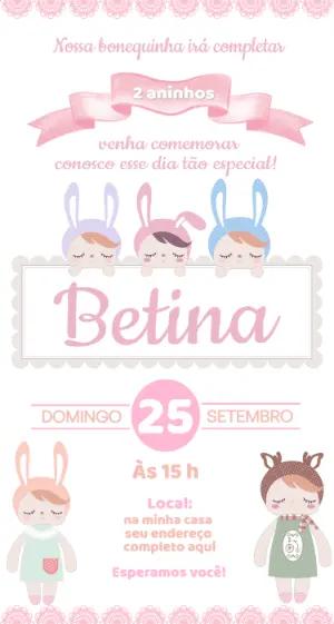 Convite Digital Aniversário Menina Tema Metoo Editável