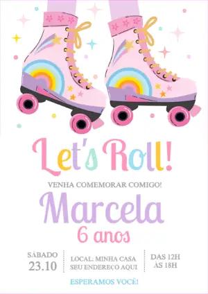 Convite de Aniversário Patins Retrô para Editar Online