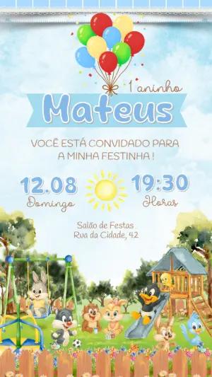 Convite de Aniversário Turma Baby no Parquinho Editável