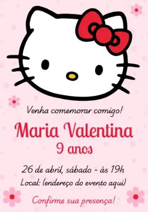 Convite de Aniversário Hello Kitty para Editar Online