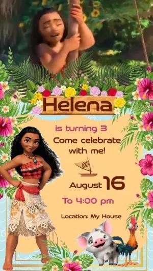Animated Moana Adventure Birthday Video - Editable Template for Girls