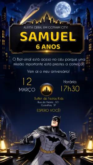 Convite de Aniversário Batman: Modelo Digital para Editar