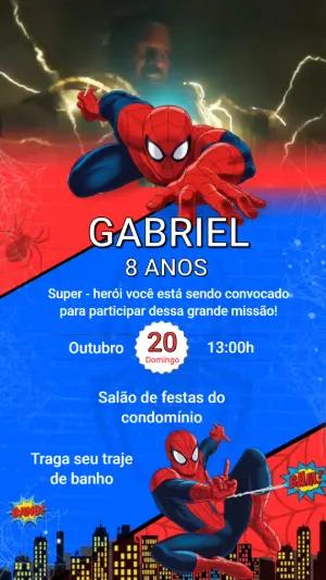 Convite Animado Aniversário Homem-Aranha para Editar