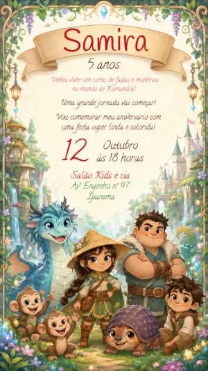 Convite de Aniversário Raya e o Último Dragão Editável