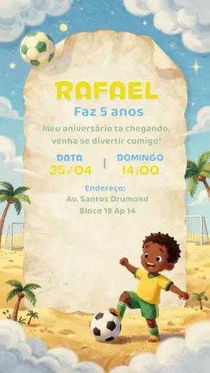 Convite de Aniversário Futebol Infantil para Editar Online