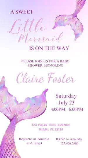 Editable Mermaid Baby Shower Invitation | Purple Digital Template
