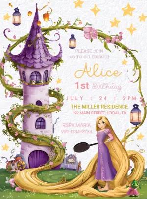 Editable Rapunzel Princess Birthday Party Invitation Template