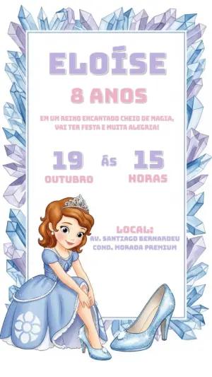 Convite de Aniversário Princesa Sofia para Editar Online