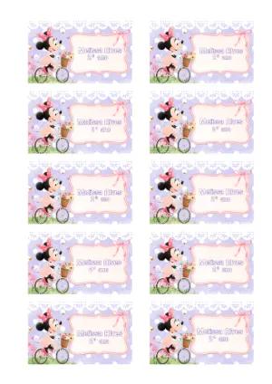 Etiqueta Escolar Minnie de Bicicleta Editável para Imprimir