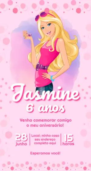 Convite de Aniversário Boneca Rosa para Editar