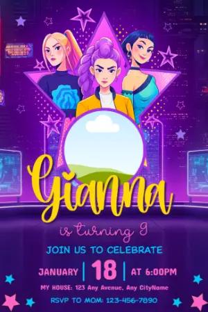 Demon Hunter K-Pop Birthday Party Invitation | Editable Template