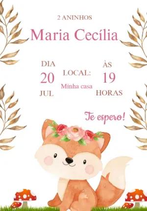 Convite Aniversário Raposa Bosque Encantado para Editar Online