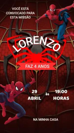 Convite de Aniversário Homem-Aranha Vermelho para Editar