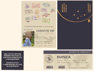 Convite de Aniversário Criativo Tema Passaporte para Editar