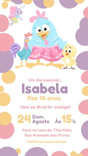 Convite de Aniversário Galinha Pintadinha Rosa para Editar