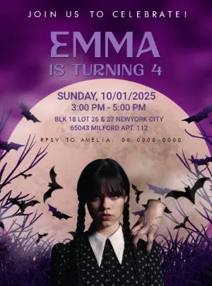 Wednesday Addams Birthday Invitation to Edit Online