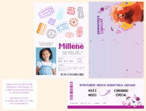 Convite de Aniversário Red Crescer é uma Fera Estilo Passaporte Editável