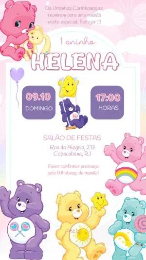 Convite de Aniversário Ursinhos Carinhosos Editável