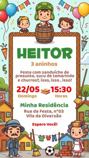 Convite Digital Turma do Chaves Fofo Editável