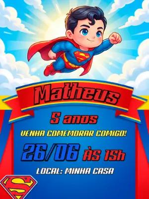 Convite de Aniversário Superman Fofo para Editar