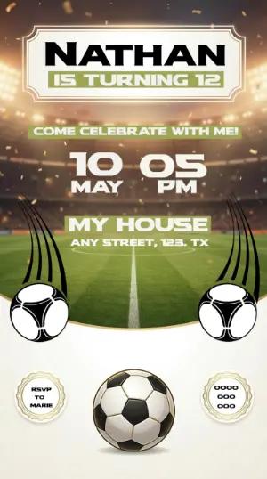 Editable Soccer Birthday Invitation with Stadium Theme