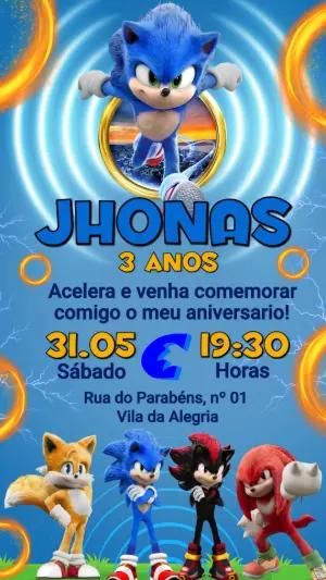 Convite de Aniversário Sonic: Modelo Digital Editável para Festa