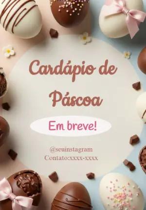 Cardápio de Páscoa 'Em Breve' Modelo Editável e Moderno