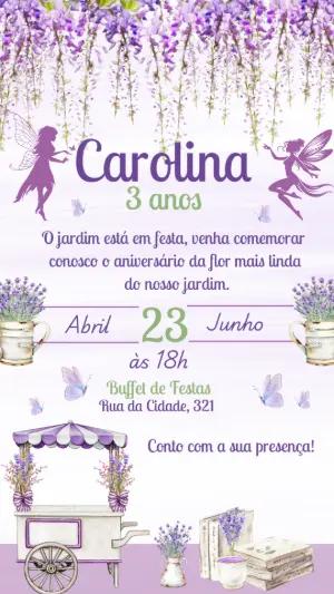 Convite Aniversário Jardim das Fadas para Editar Online