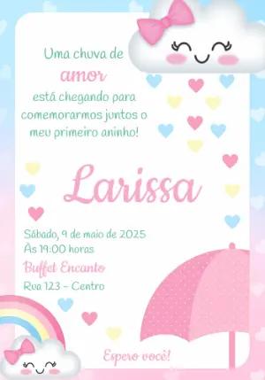 Convite de Aniversário Chuva de Amor Editável Online