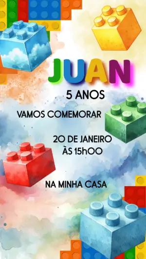Convite Animado de Aniversário Lego Blocos para Editar Online