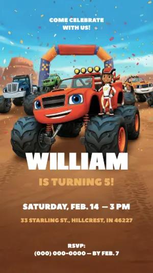 Monster Truck Racing Birthday Invitation | Editable Template