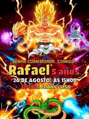 Convite de Aniversário Dragon Ball para Editar