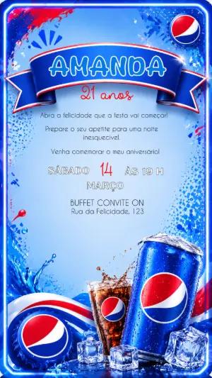 Convite de Aniversário Pepsi Editável Online