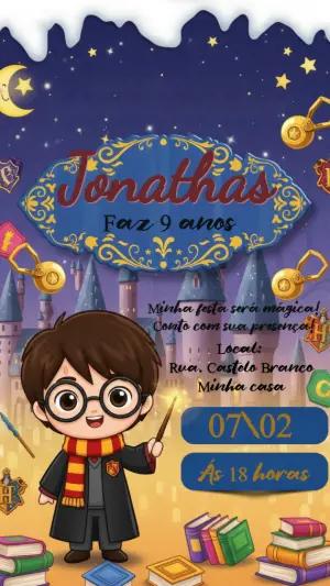 Convite de Aniversário Harry Potter Mágico para Editar Online