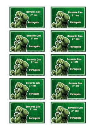 Etiqueta Escolar Hulk Verde para Editar e Imprimir
