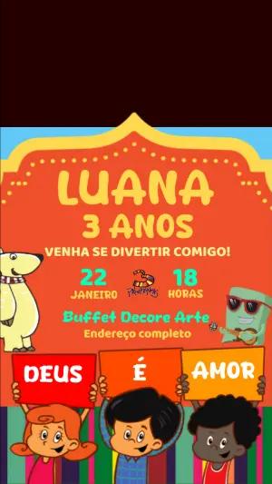 Convite Animado 3 Palavrinhas para Aniversário Infantil Editável