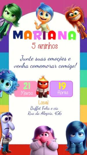 Convite Aniversário Divertida Mente para Editar Online