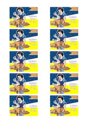 Etiqueta Escolar Branca de Neve com Glitter para Editar