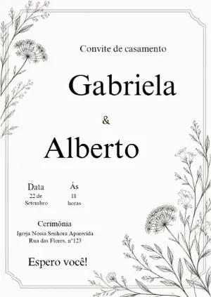 Convite de Casamento Clássico Floral para Editar