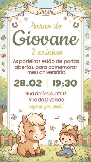 Convite de Aniversário Haras Menino Fofo Editável