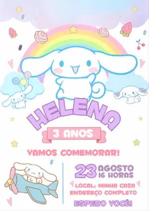 Convite de Aniversário Cinnamoroll Fofo para Editar Online