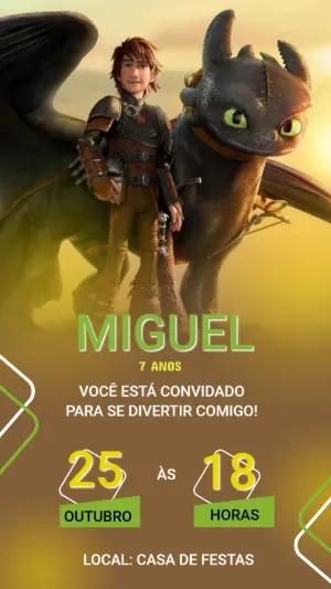 Convite de Aniversário Como Treinar o Seu Dragão Editável