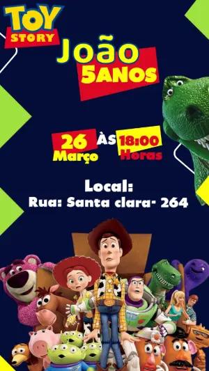 Convite de Aniversário Toy Story Colorido para Editar Online