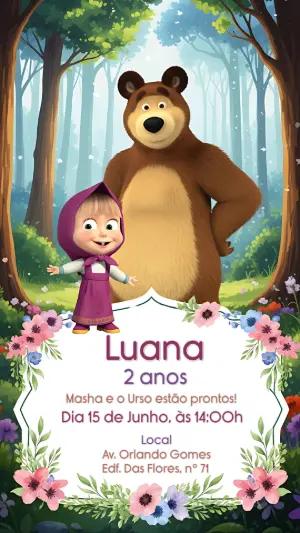 Convite Aniversário Masha e o Urso para Editar Online