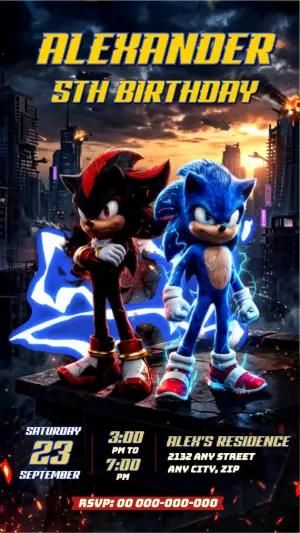 Animated Sonic & Shadow Birthday Video Invitation Template