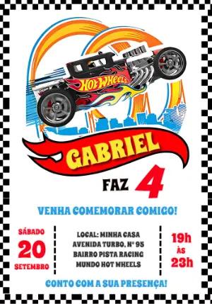 Convite de Aniversário Hot Wheels Radical para Editar Online