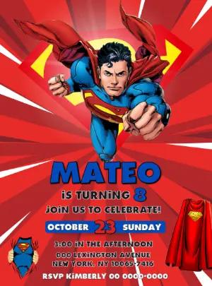 Superman Birthday Invitation Editable Online