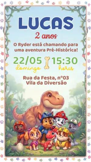 Convite Patrulha Canina Dino Rescue para Editar